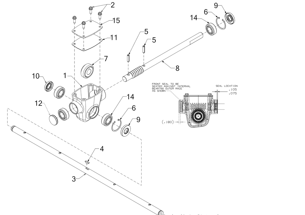 Auger Gearbox Diagram and Parts List for 2X28-INCHHP (31AH54ST710)(2016) Cub Cadet Snow Blower